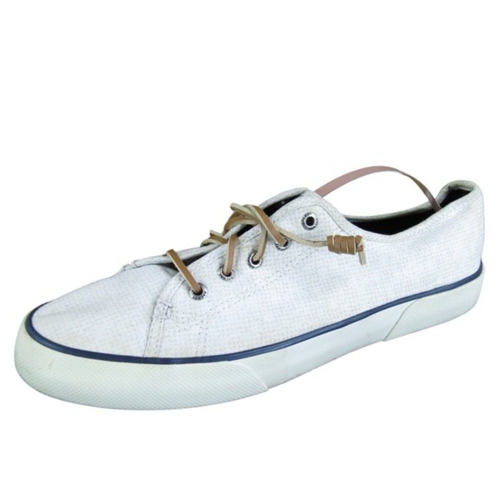 SPERRY Women's Boat Shoe White Fabric Sz 9.5 Medium Used 2025